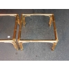 1970′ Paire de Tables ou Bouts de Canapés Style Maison Jansen Décor Bambou en Métal Doré