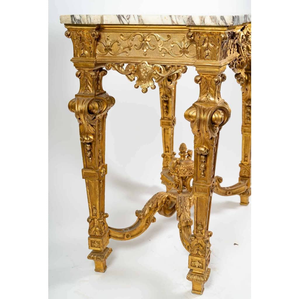 Très jolie console de style Louis XIV en bois finement sculpté, XIXème siècle | Biron Très jolie console de style Louis XIV en bois finement sculpté, XIXème siècle
