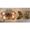 1970’Couple D’Appliques Papillon en Bronze ou Laiton, Duval Brasseur Ou Isabelle Faure, 4 Ampoules, Ailes d’Agate | Biron 1970’Couple D’Appliques Papillon en Bronze ou Laiton, Duval Brasseur Ou Isabelle Faure, 4 Ampoules, Ailes d’Agate