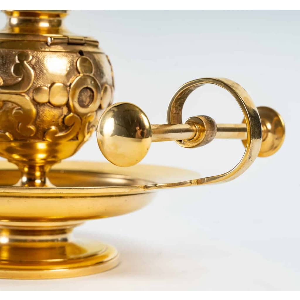 Encrier simple du XIXème siècle en bronze doré