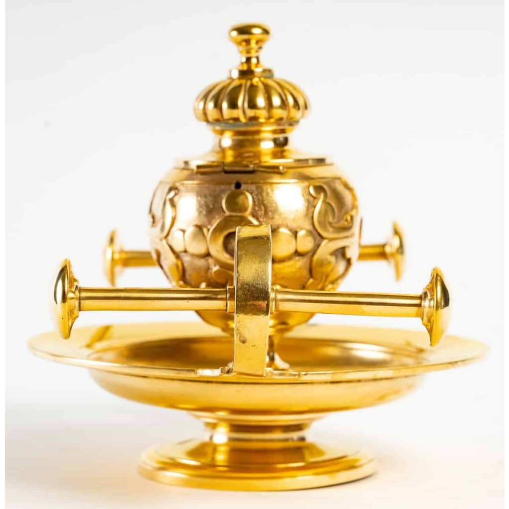 Encrier simple du XIXème siècle en bronze doré