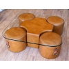 Table basse avec ses 4 poufs intégrés, 1980 | Biron |||||||