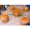 Table basse avec ses 4 poufs intégrés, 1980 | Biron Table basse avec ses 4 poufs intégrés, 1980