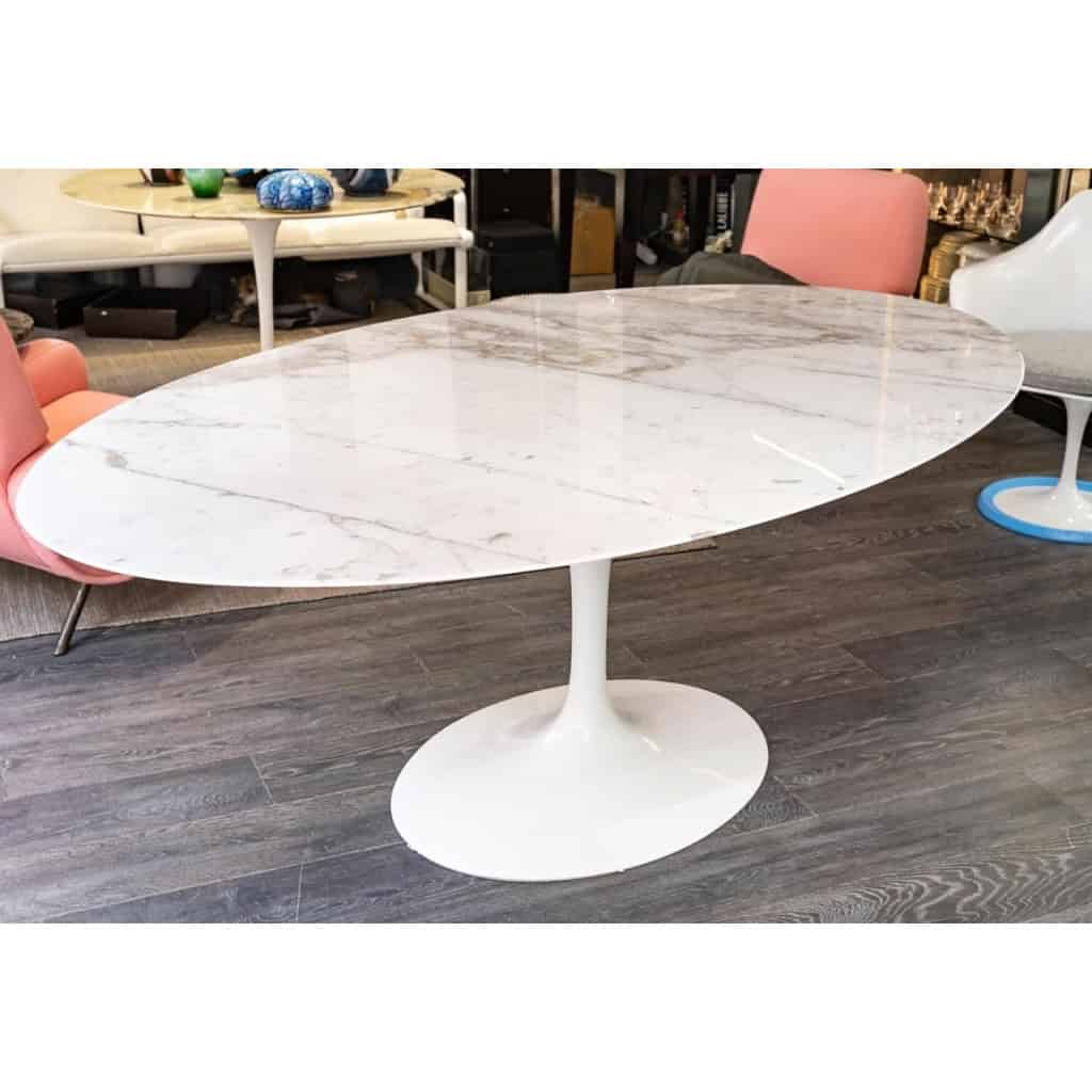 Eero Saarinen for Knoll: “Oval Tulip” table in calacatta oro marble