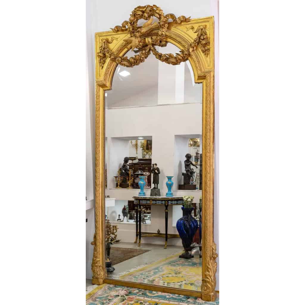 Grand miroir du XIXème siècle en bois doré, Napoléon III | Biron |||||