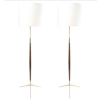 1950 Paire de Lampadaires tripodes en laiton et bois Maison Lunel | Biron ||||||