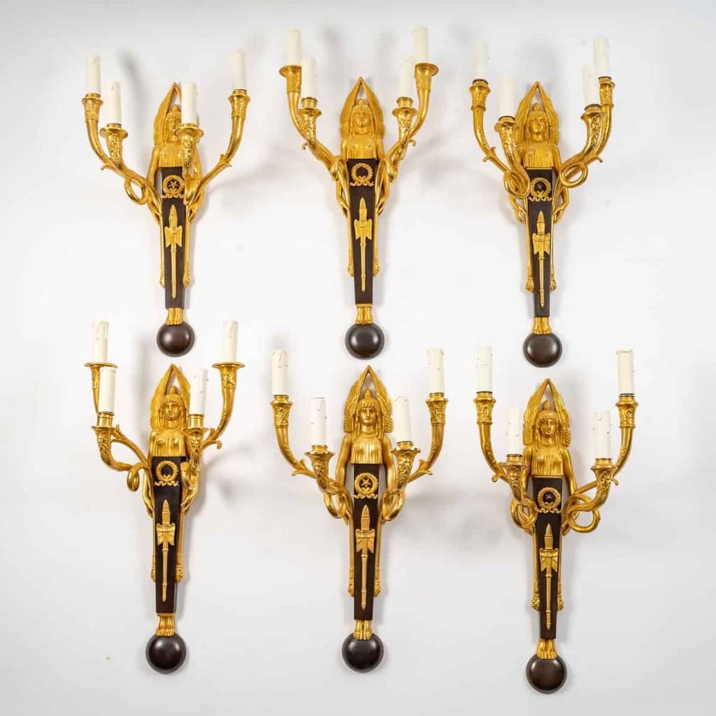Suite de six appliques de style 1er Empire. | Biron |||||||