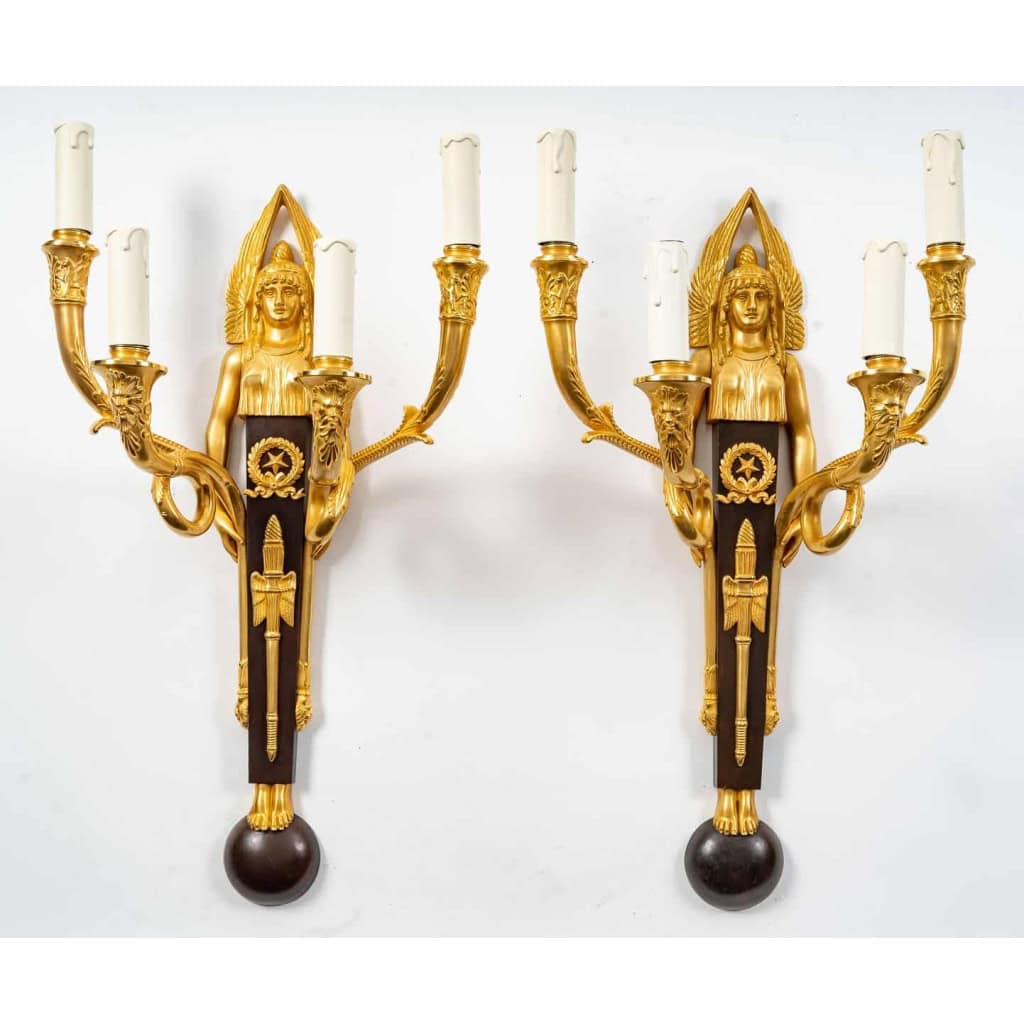 Suite de six appliques de style 1er Empire. | Biron Suite de six appliques de style 1er Empire.