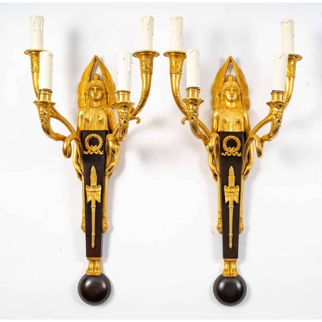 Suite de six appliques de style 1er Empire. | Biron Suite de six appliques de style 1er Empire.