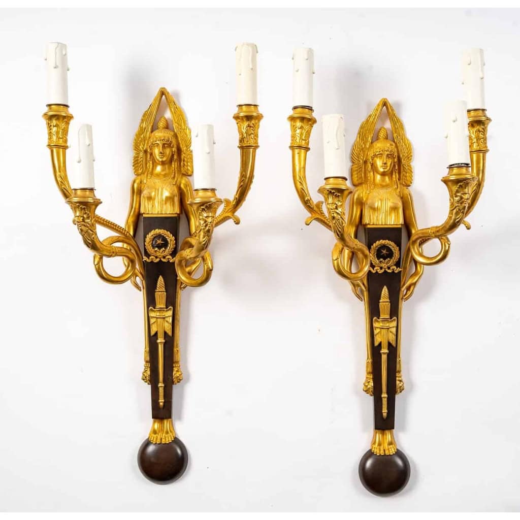 Suite de six appliques de style 1er Empire. | Biron Suite de six appliques de style 1er Empire.