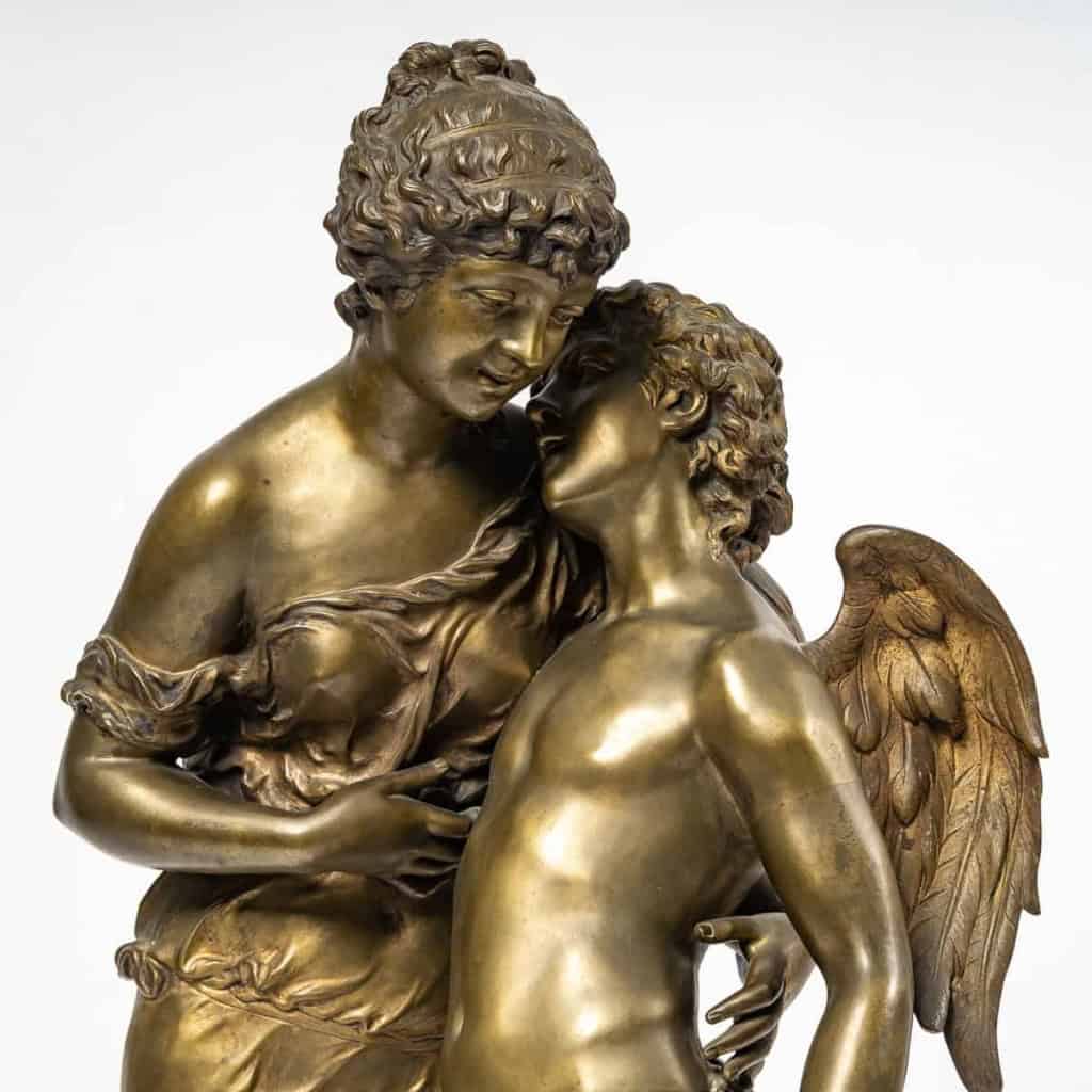 Bronze « Cupidon et une jeune femme », couleur médaille, XIXème siècle | Biron Bronze "Cupidon et une jeune femme", couleur médaille, XIXème siècle