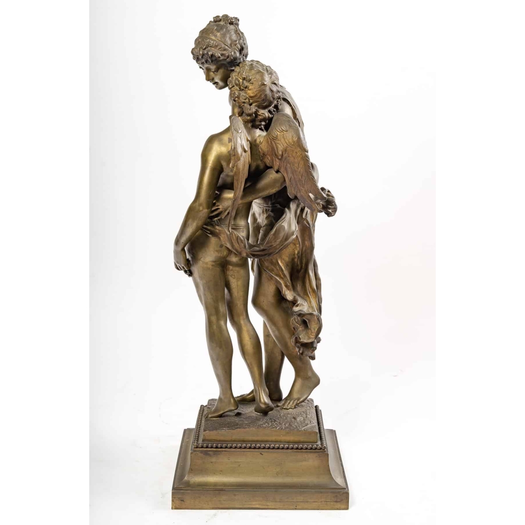 Bronze « Cupidon et une jeune femme », couleur médaille, XIXème siècle | Biron Bronze "Cupidon et une jeune femme", couleur médaille, XIXème siècle