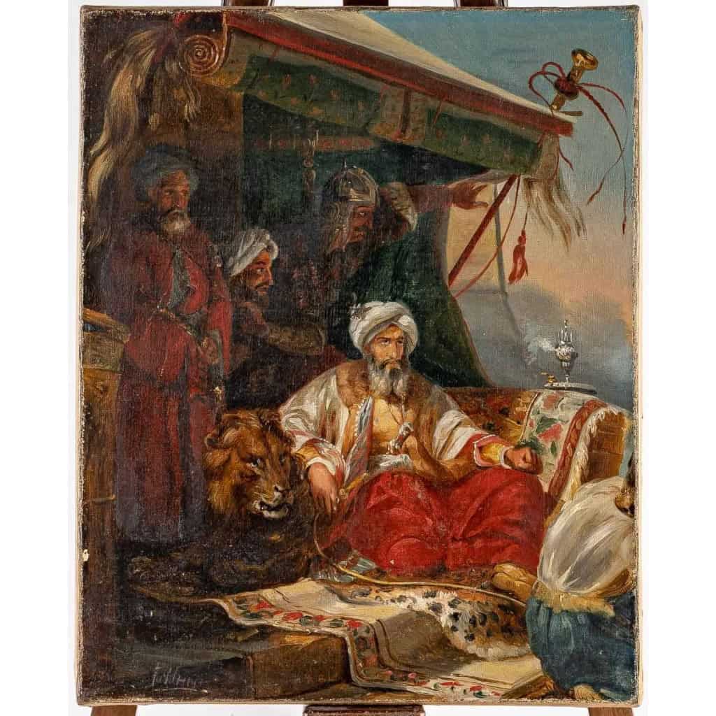 Tableau orientaliste du XIXème siècle, Le Sultan | Biron Tableau orientaliste du XIXème siècle, Le Sultan