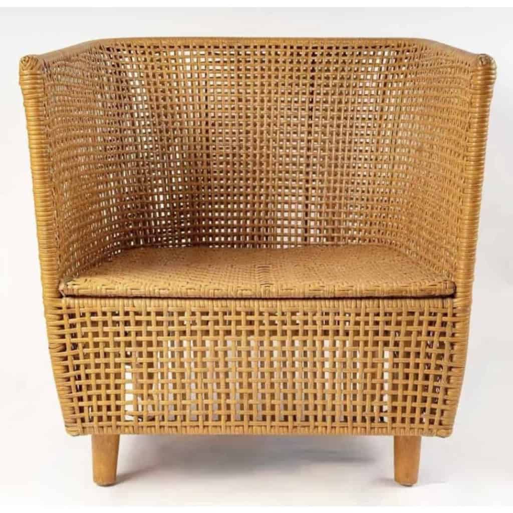 1970 Paire de fauteuils canné de la Maison Roche