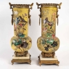 Paire en porcelaine émaillée et bronze, XIXème siècle, Napoléon III | Biron ||||||||||||