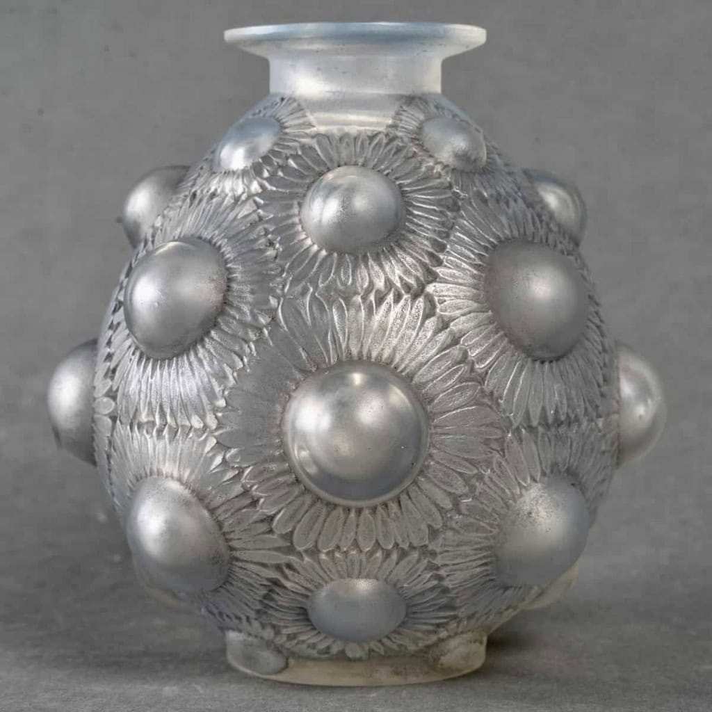 Vase « Tournesols » verre opalescent patiné gris de René LALIQUE | Biron ||||||