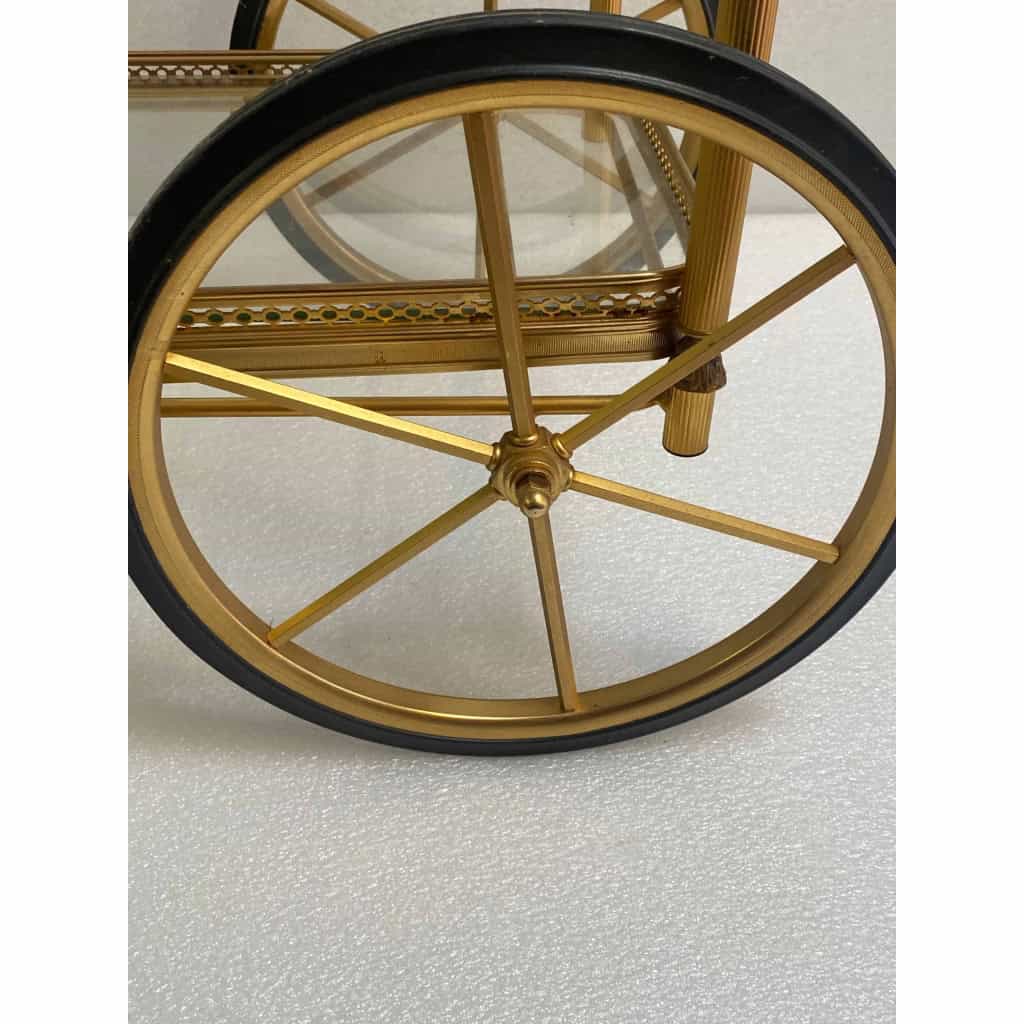 1950/70 Desserte Roulante Maison Jansen En Laiton Et Bronze Doré | Biron 1950/70 Desserte Roulante Maison Jansen En Laiton Et Bronze Doré