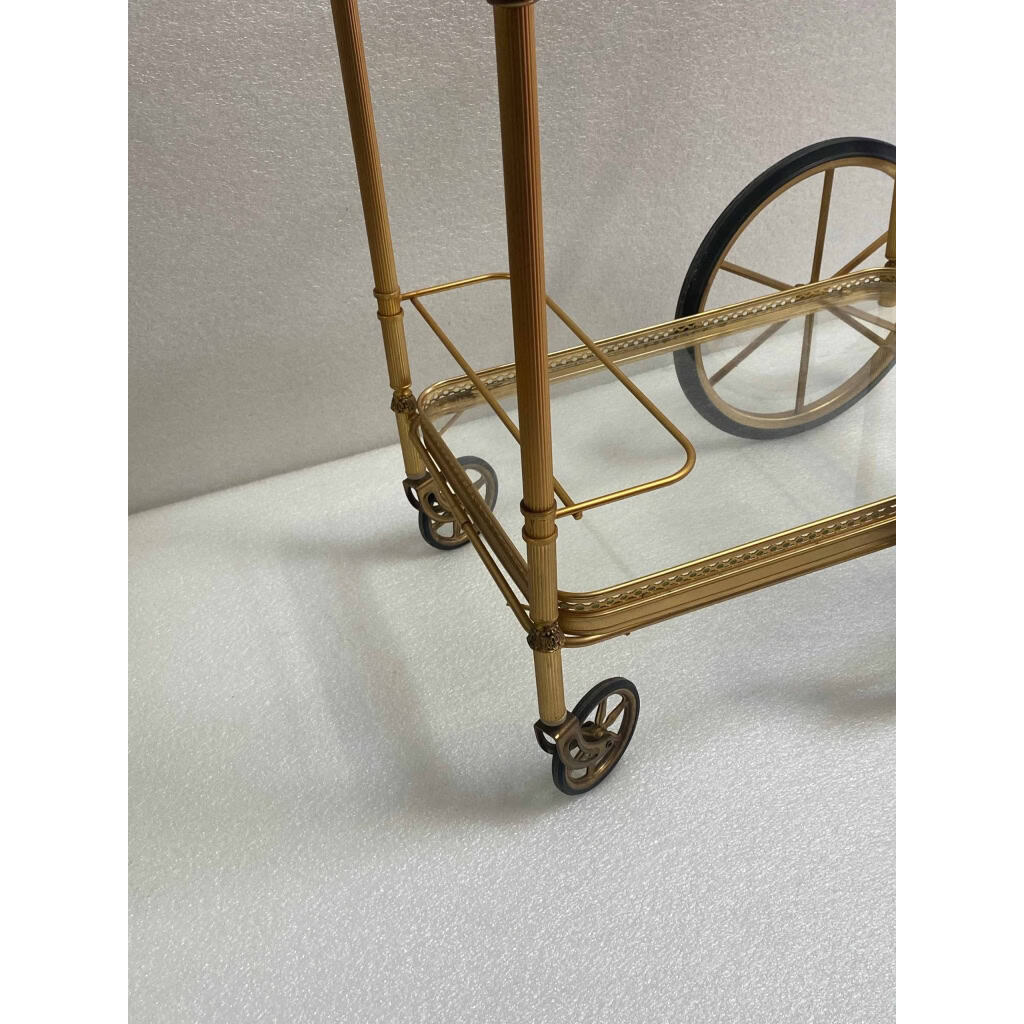 1950/70 Desserte Roulante Maison Jansen En Laiton Et Bronze Doré | Biron 1950/70 Desserte Roulante Maison Jansen En Laiton Et Bronze Doré