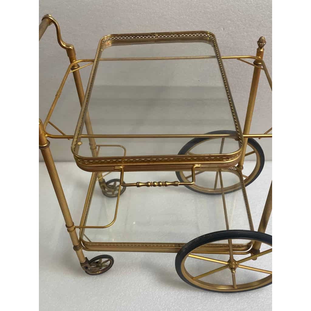 1950/70 Desserte Roulante Maison Jansen En Laiton Et Bronze Doré | Biron 1950/70 Desserte Roulante Maison Jansen En Laiton Et Bronze Doré