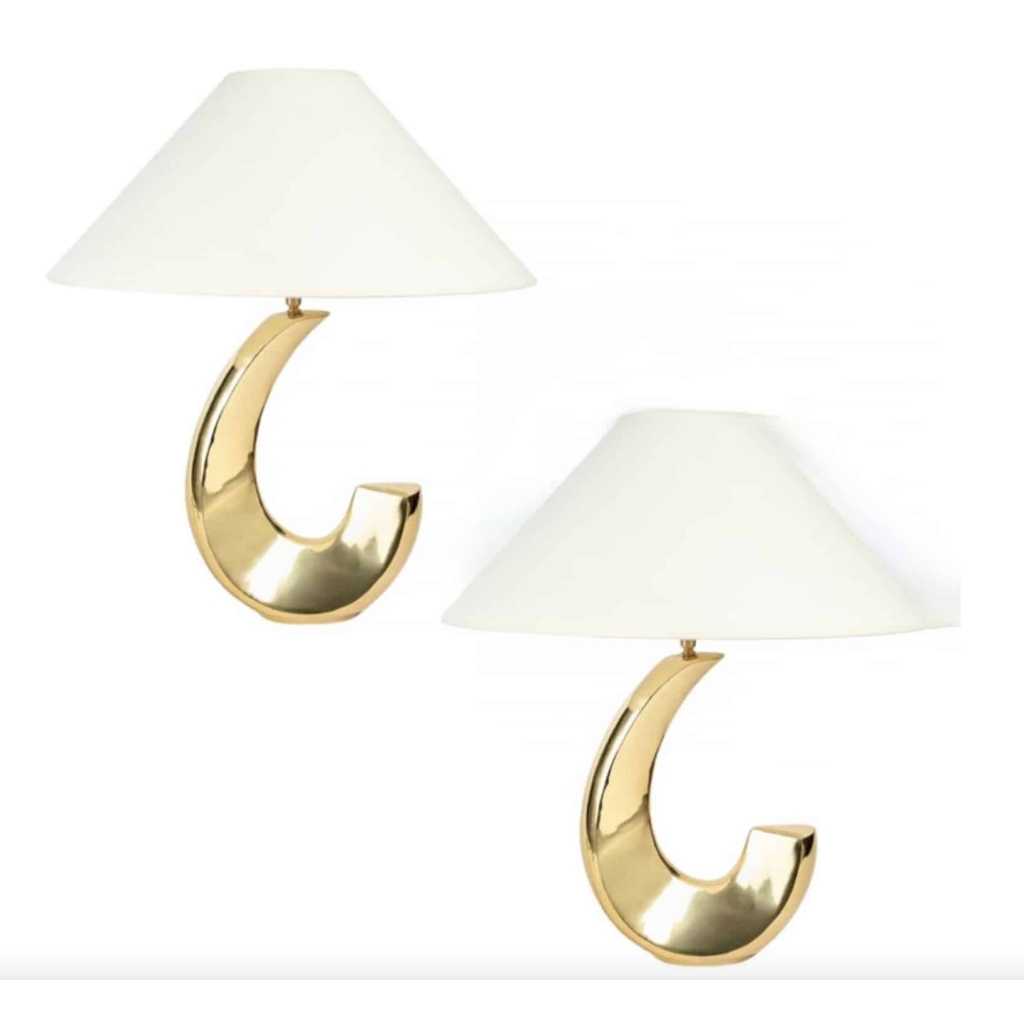 1970 Paire de lampes en laiton massif Pierre Cardin | Biron ||||||