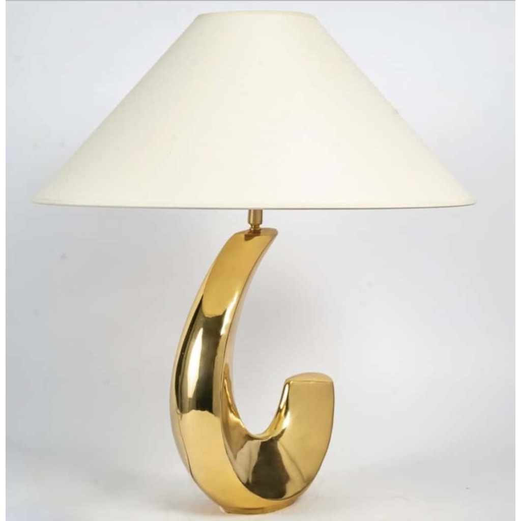 1970 Paire de lampes en laiton massif Pierre Cardin | Biron 1970 Paire de lampes en laiton massif Pierre Cardin