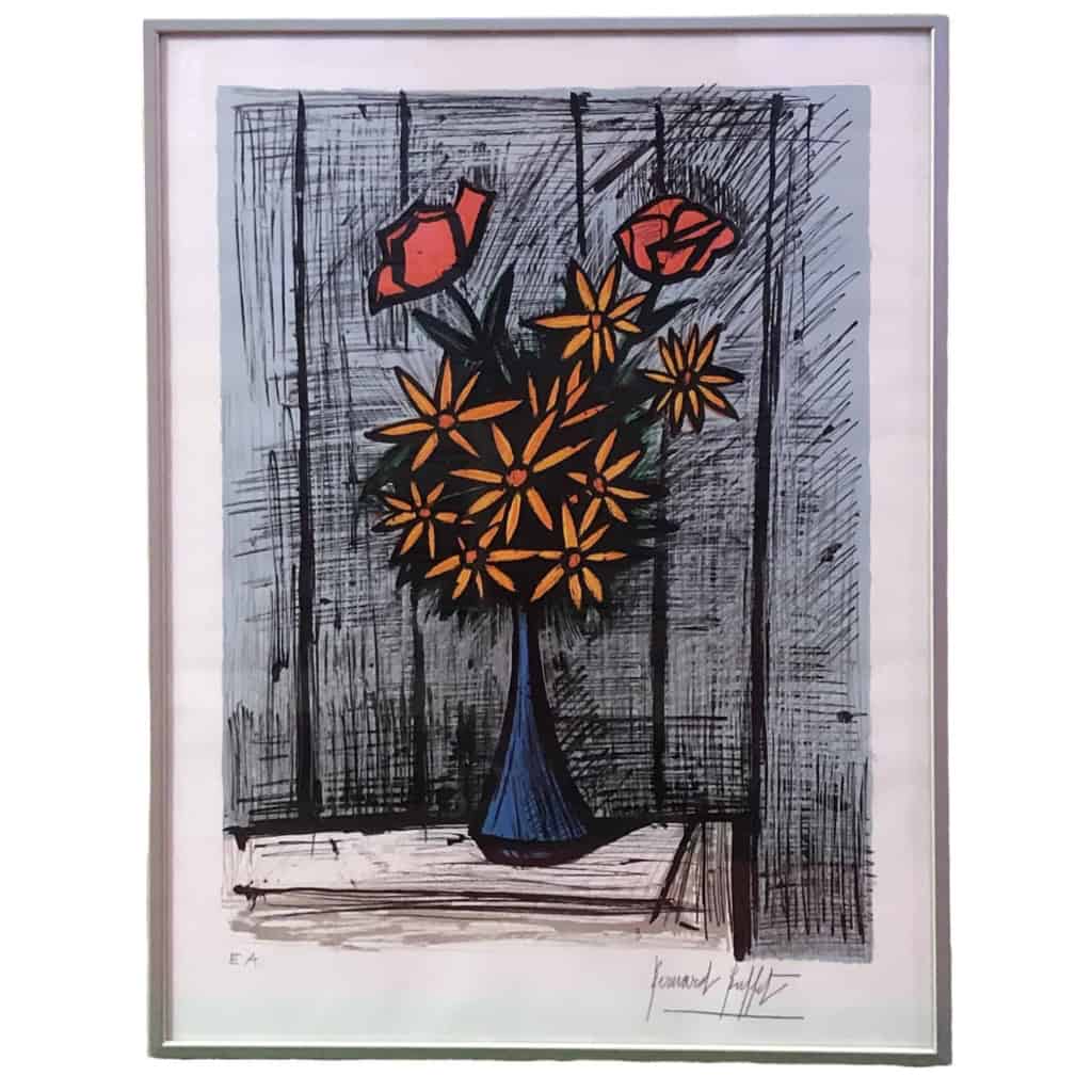 Buffet Bernard Nature Morte Aux Marguerites Et Roses Lithographie Couleurs Justifiée Certificat | Biron Buffet Bernard Nature Morte Aux Marguerites Et Roses Lithographie Couleurs Justifiée Certificat