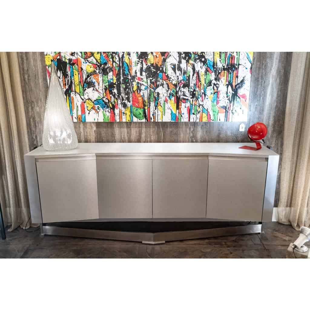 Enfilade en aluminium brossé, années 1970 | Biron ||