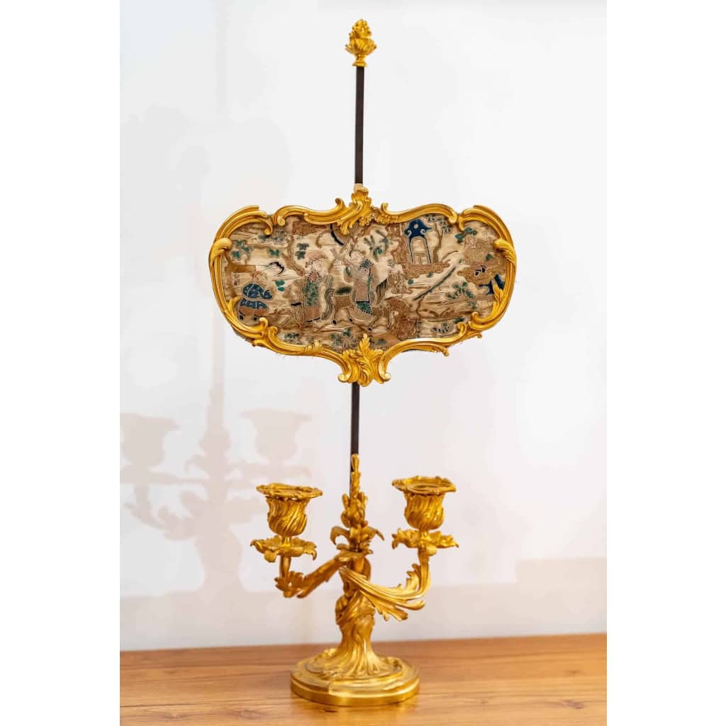 Lampe à écran de style Rocaille en bronze doré, circa 1880 | Biron ||||||