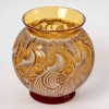 Vase « Le Mans » verre jaune ambré patiné beige de René LALIQUE | Biron Vase "Le Mans" verre jaune ambré patiné beige de René LALIQUE