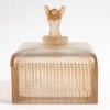 Boîte « Sultane » verre blanc patiné sépia de René LALIQUE | Biron Boîte "Sultane" verre blanc patiné sépia de René LALIQUE