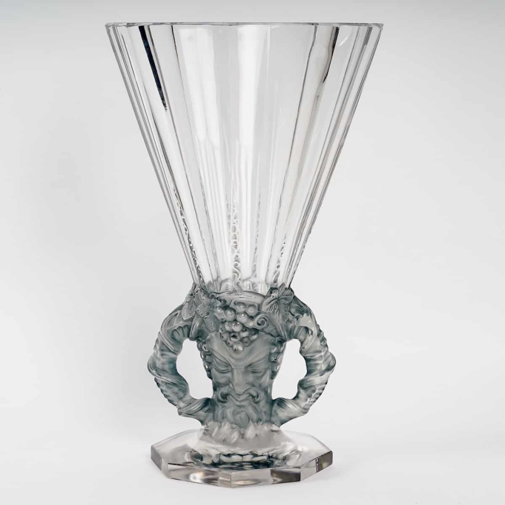Vase « Faune » cristal blanc patiné bleu de René LALIQUE | Biron ||||||||