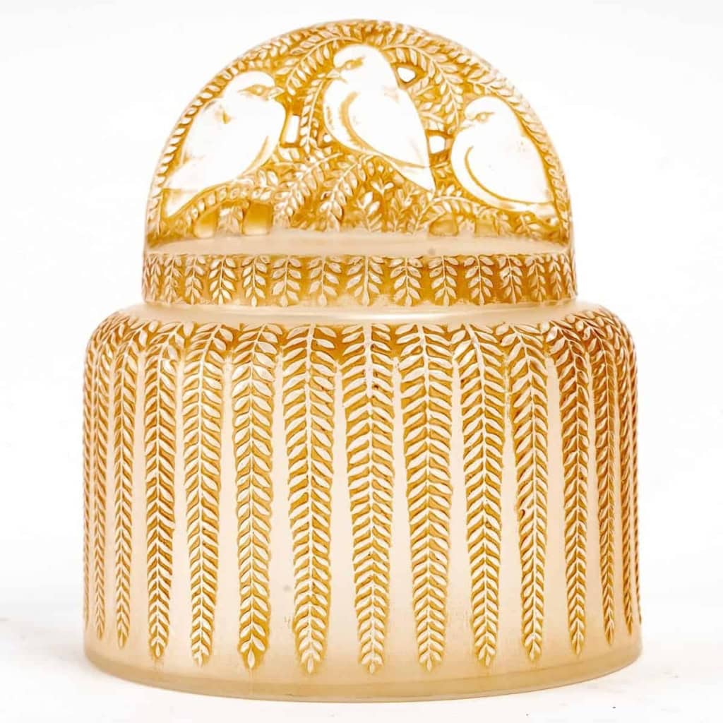 Boîte « Bombay » verre blanc patiné sépia de René LALIQUE | Biron ||||||||