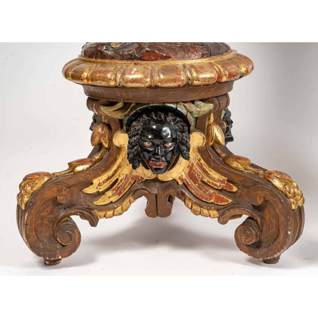Paire de porte jardinières, Indiens d’Amérique, XIXème siècle, Bois sculpté et peint | Biron Paire de porte jardinières, Indiens d'Amérique, XIXème siècle, Bois sculpté et peint