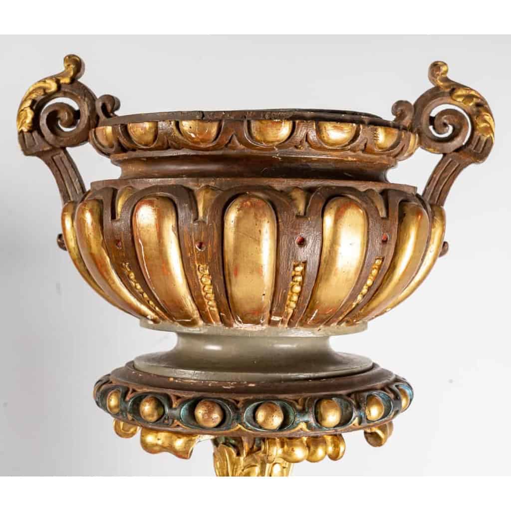 Paire de porte jardinières, Indiens d’Amérique, XIXème siècle, Bois sculpté et peint | Biron Paire de porte jardinières, Indiens d'Amérique, XIXème siècle, Bois sculpté et peint