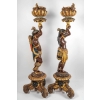 Paire de porte jardinières, Indiens d’Amérique, XIXème siècle, Bois sculpté et peint | Biron Paire de porte jardinières, Indiens d'Amérique, XIXème siècle, Bois sculpté et peint