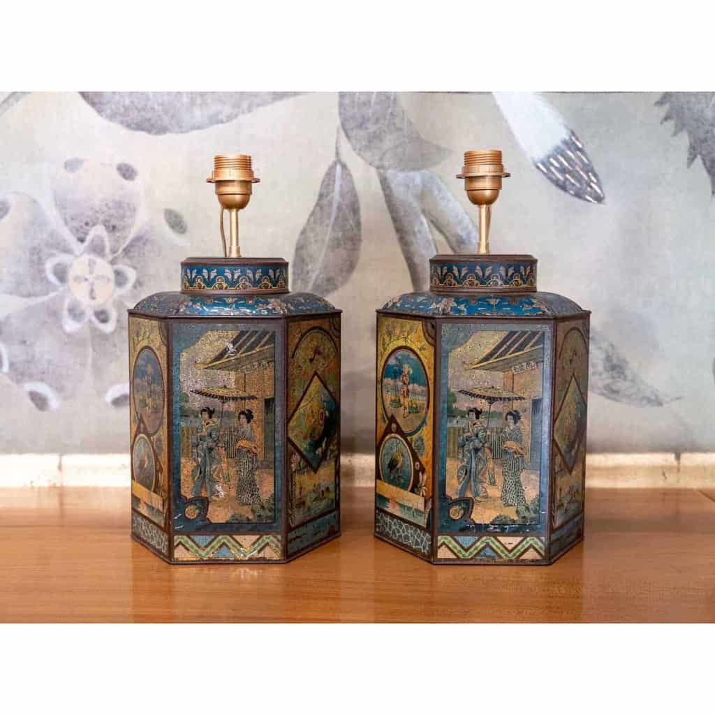 Paire de boîtes à thé montées en lampe, circa 1880 | Biron |||||