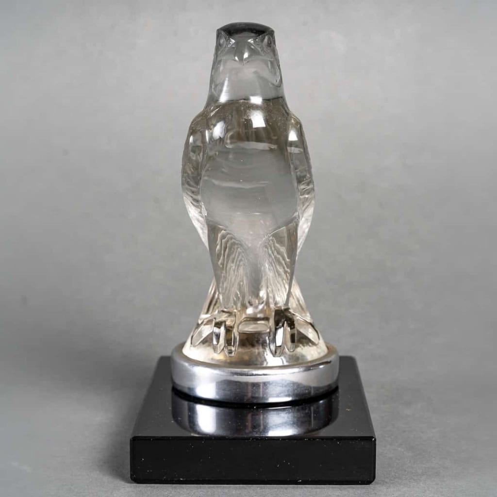 Mascotte Automobile Serre-Livres « Faucon » verre blanc de René LALIQUE | Biron Mascotte Automobile Serre-Livres "Faucon" verre blanc de René LALIQUE