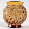 Vase « Bresse » verre jaune ambré patiné vert beige de René LALIQUE | Biron ||||||||