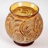 Vase « Bresse » verre jaune ambré patiné vert beige de René LALIQUE | Biron Vase "Bresse" verre jaune ambré patiné vert beige de René LALIQUE