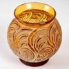 Vase « Bresse » verre jaune ambré patiné vert beige de René LALIQUE | Biron Vase "Bresse" verre jaune ambré patiné vert beige de René LALIQUE