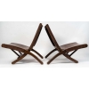 Paire de chaises en acajou et cuir, 1960 | Biron Paire de chaises en acajou et cuir, 1960