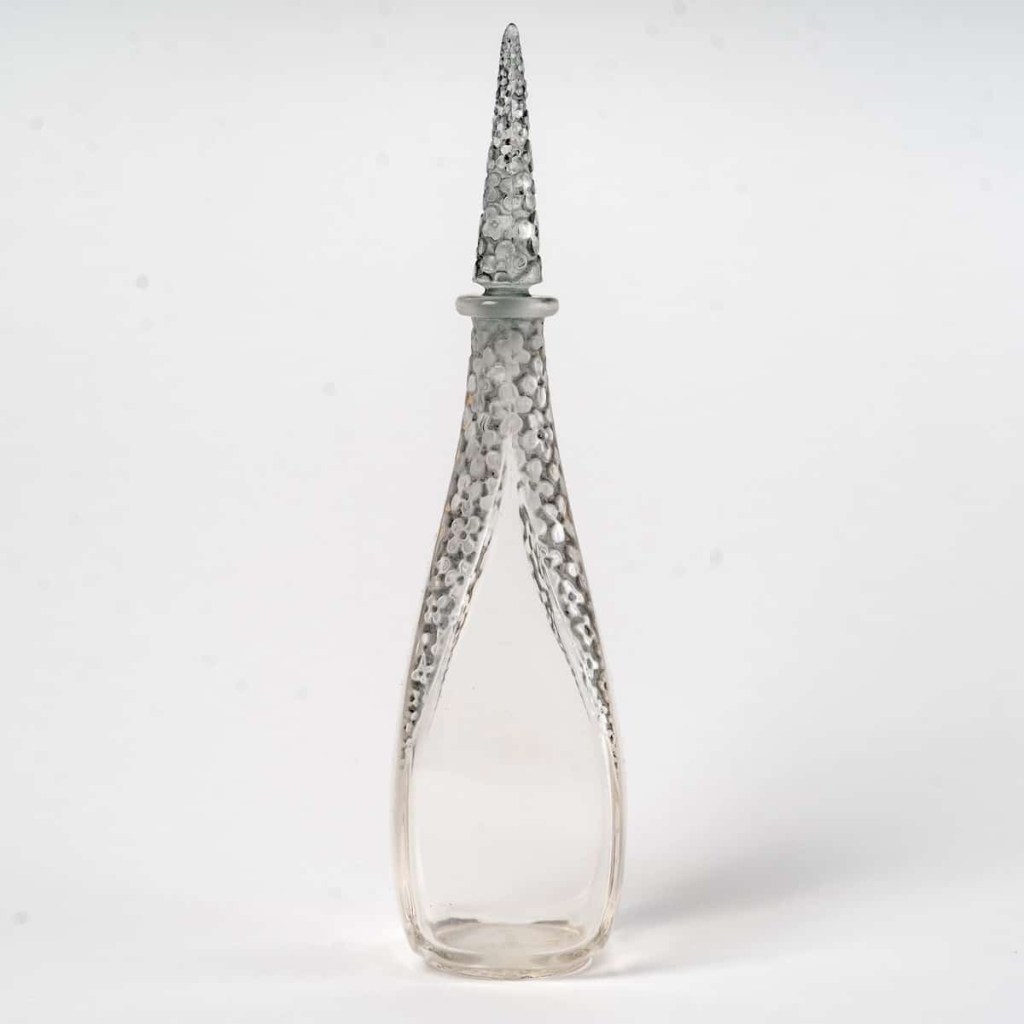 Flacon « L’Ambre » verre blanc patiné gris de René LALIQUE pour Vigny | Biron |||||