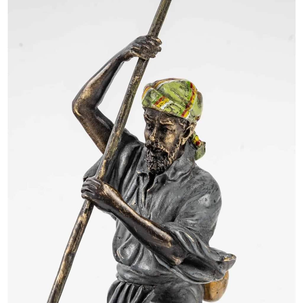 Sculpture Bronze de Vienne, Les chasseurs et le crocodile | Biron Sculpture Bronze de Vienne, Les chasseurs et le crocodile