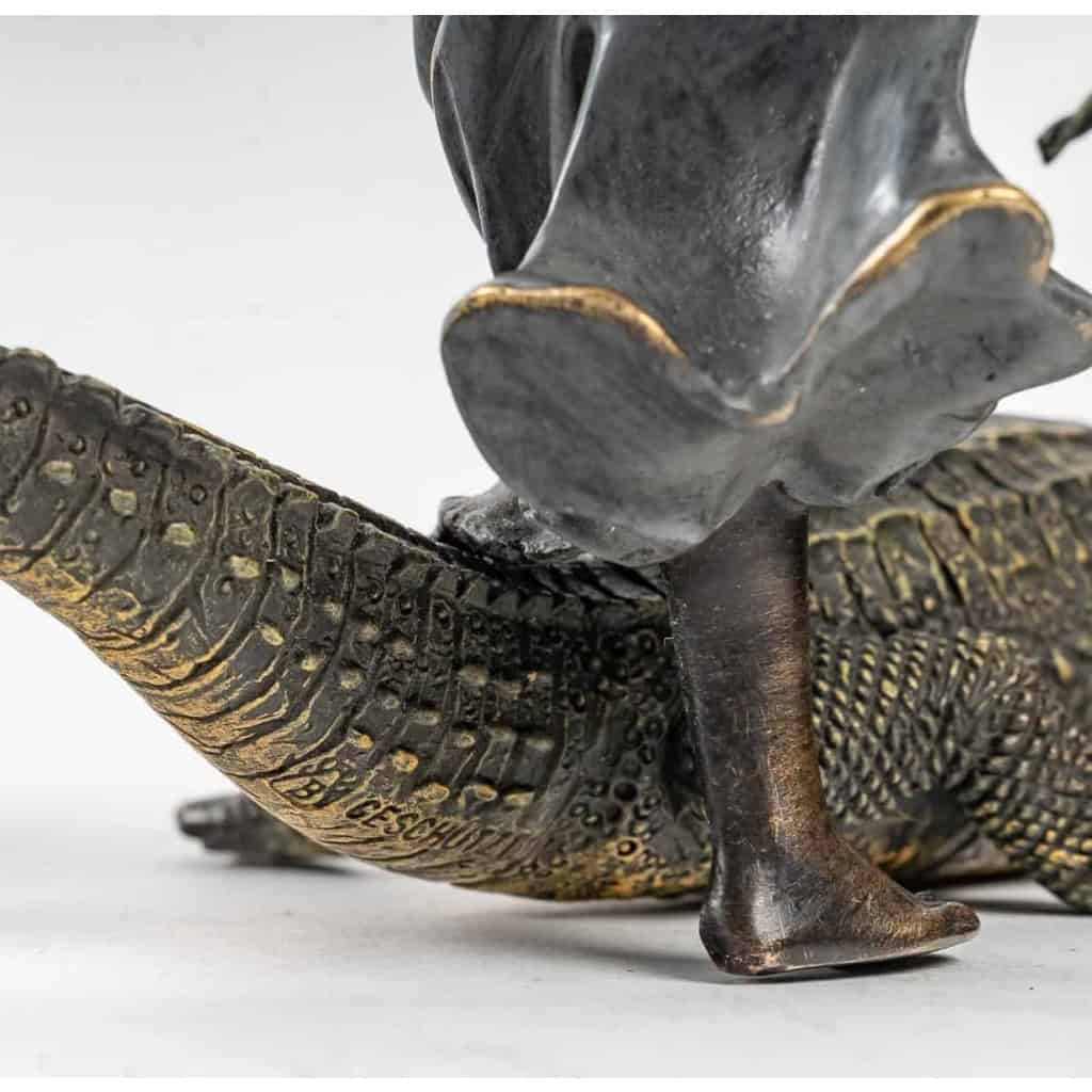 Sculpture Bronze de Vienne, Les chasseurs et le crocodile | Biron Sculpture Bronze de Vienne, Les chasseurs et le crocodile