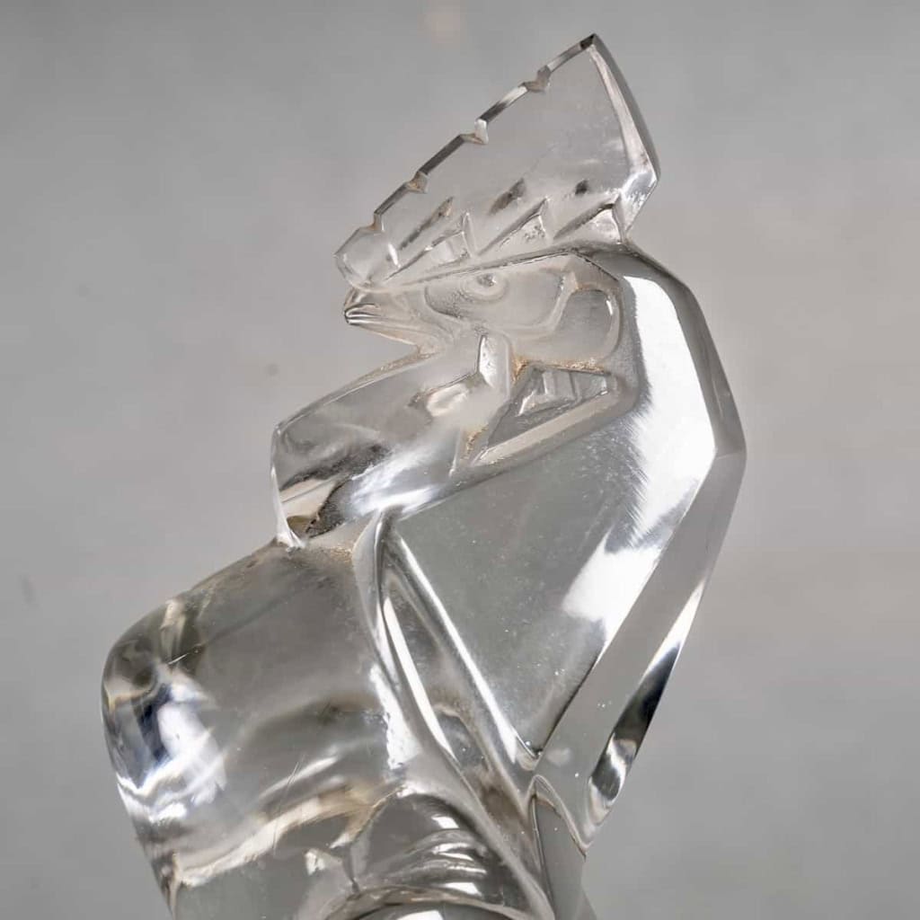 Mascotte Automobile « Coq Houdan » verre blanc de René LALIQUE | Biron Mascotte Automobile "Coq Houdan" verre blanc de René LALIQUE
