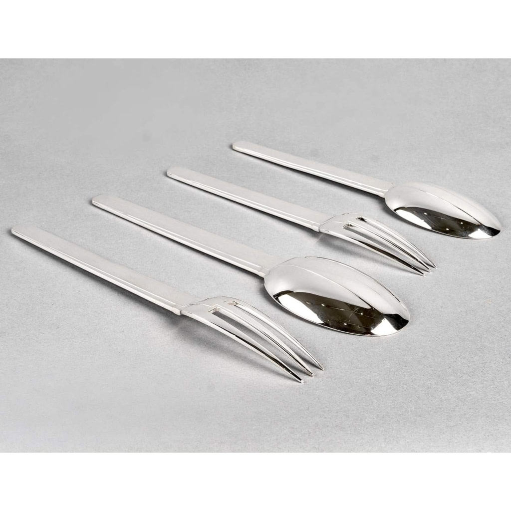 Ménagère « Cabourg » argent massif de Jean E. PUIFORCAT – 16 pièces | Biron Ménagère "Cabourg" argent massif de Jean E. PUIFORCAT - 16 pièces