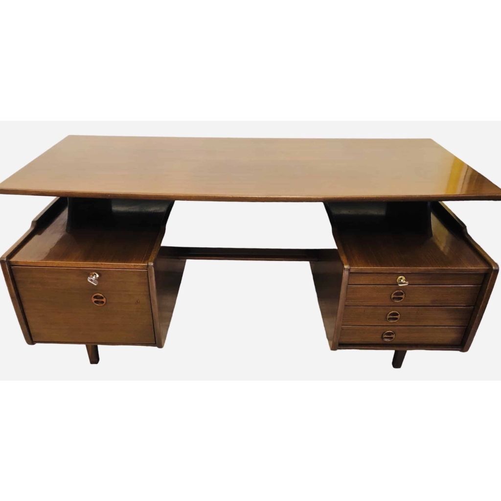 Jacques Hauville Bureau double face ouvrant par trois tiroirs et un caisson | Biron Jacques Hauville Bureau double face ouvrant par trois tiroirs et un caisson