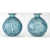 Paire de Vases « Milan » verre blanc patiné bleu de René LALIQUE | Biron |||||||