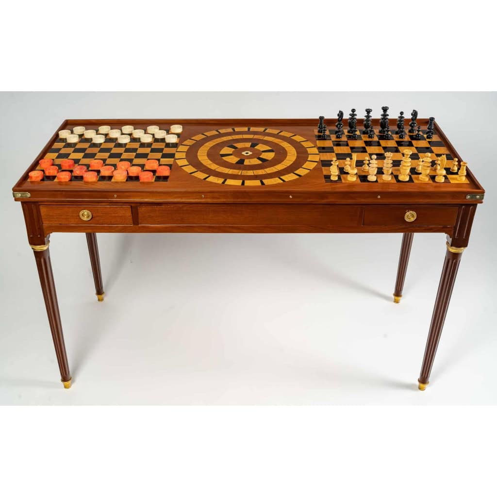 Table de jeux tric-trac d'époque Louis XVI (1774 - 1793).