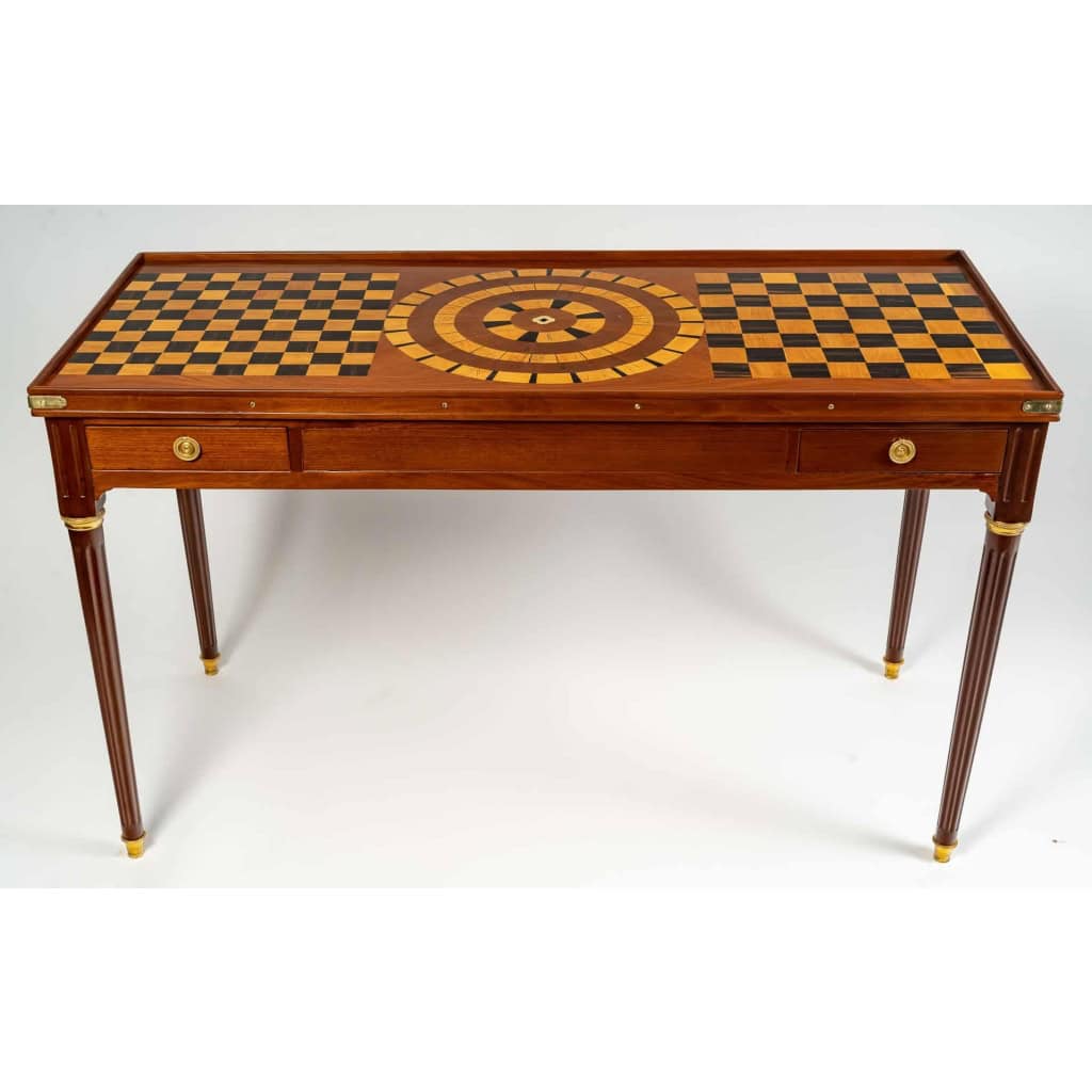 Table de jeux tric-trac d'époque Louis XVI (1774 - 1793).